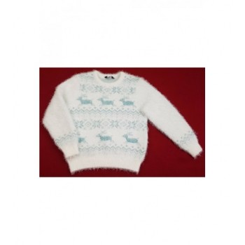 Csillogós, fehér rénszarvas pulóver  (122-128)