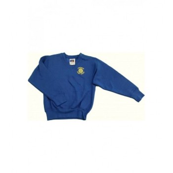 Hímzett mintás kék pulóver (116)