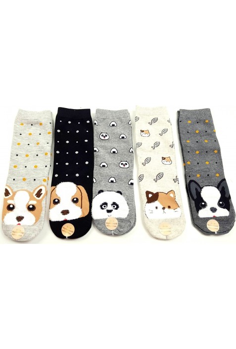 5 pár kutya-cica-panda zokni (38-41)