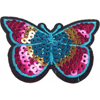 Ruhára vasalható folt – pink-kék pillangó