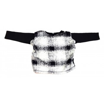 Szürke-fekete szőrmés pulóver (104)